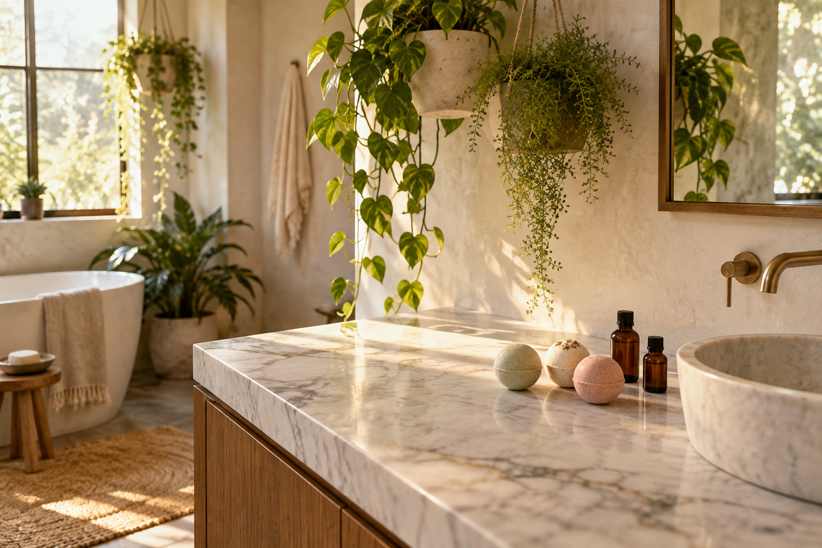 Bathroom Greenery That Keeps Your Counter Space Clear