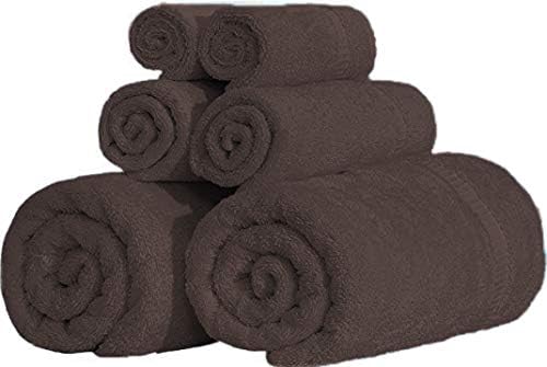 SALBAKOS 100% Turkish Cotton 6-Piece Towel Set | Heirloom Quality Hotel & Spa Collection | Soft, Super Absorbent 2 Washcloth, 2 Hand, 2 Bath Towel Sets | Made in Turkey (Chocolate, 6 Piece Towel Set)