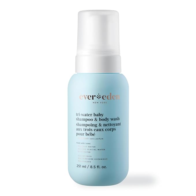 Evereden Tri-Water 2-in-1 Cooling Baby Shampoo and Body Wash: Gentle Cleansing with Coconut, Oceanic Glacial, and Aloe Waters | Soothing