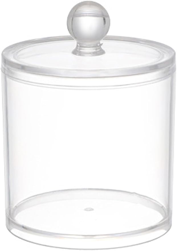 1 Pack Acrylic Qtip Holder Dispenser,Bathroom Canisters Apothecary Jar Set, Vanity Makeup Storage Organizer Set, 12 oz