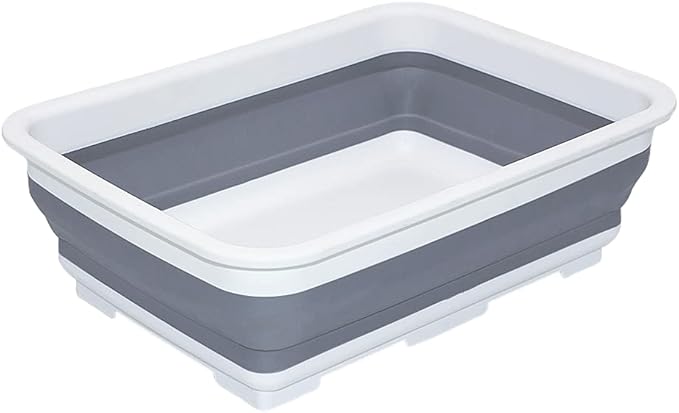 Collapsible Dish Pans – 10L (2.6 Gal) Foldable Sink Tub, 14.5'' x 10.5'' x 5", Compact and Space-Saving Multiuse Foldable Basin for Dish Washing, Camping, RV and Vegetable Cleaning