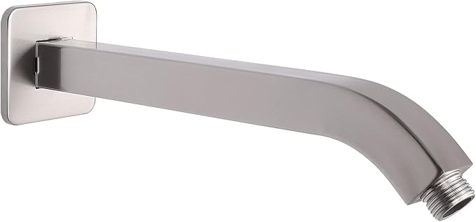 HarJue Shower Arm with Flange and Teflon Tape, Wall Mounted Square Shower Pipe 304 Stainless Steel Extension Arm for Fixed Shower Head & Handheld Shower (10 Inch, Brushed Nickel)