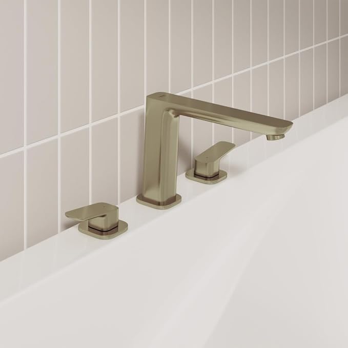 Grohe 101923EN00 Cubeo 3-Hole 2-Handle Deck Mount Tub Filler, Brushed Nickel