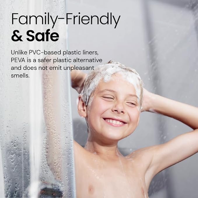 LiBa Bathroom Shower Curtain - Waterproof Plastic Shower Curtain Premium PEVA Non-Toxic with Rust Proof Grommets Clear 8G Heavy Duty Bathroom Accessories 36x72