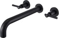 Wall Mount Tub Filler Black Tub Faucet Brass Bathroom Bathtub Faucets with 2 Handles