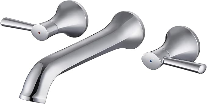 Wall Mount Tub Filler, Roman Tub Faucet Polished Chrome Brass Bathtub Faucets, High Flow Tub Faucets, with 2 Handles