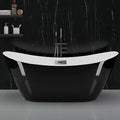 67 Inch Acrylic Freestanding Bathtub, Acrylic Soaking Bathtub with Matte Drain and Overflow, Modern Square Tub, cUPC Certified, Deep Ergonomic Design, Double-Walled Insulation, Easy Installation