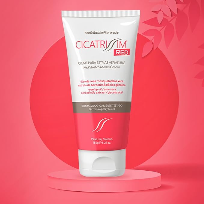 Cicatrissim Red Stretch Mark Cream for Red and Purple Striae - Softens Stretch Marks, Evens Skin Tone, and Firms Skin - All Skin Types - 150g