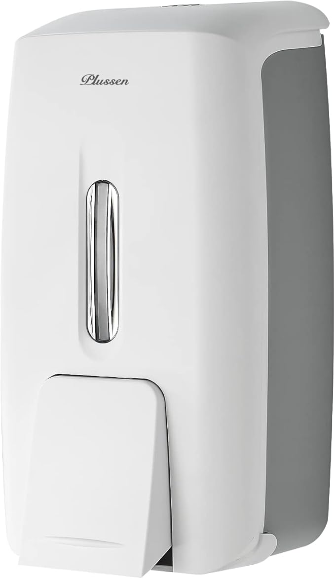 Soap Dispenser Wall Mount Adhesive Commercial Soap Dispenser 800ml No Drill Hand Sanitizer Dispenser for Bathroom Support Liquid and Gel,White-PN9088