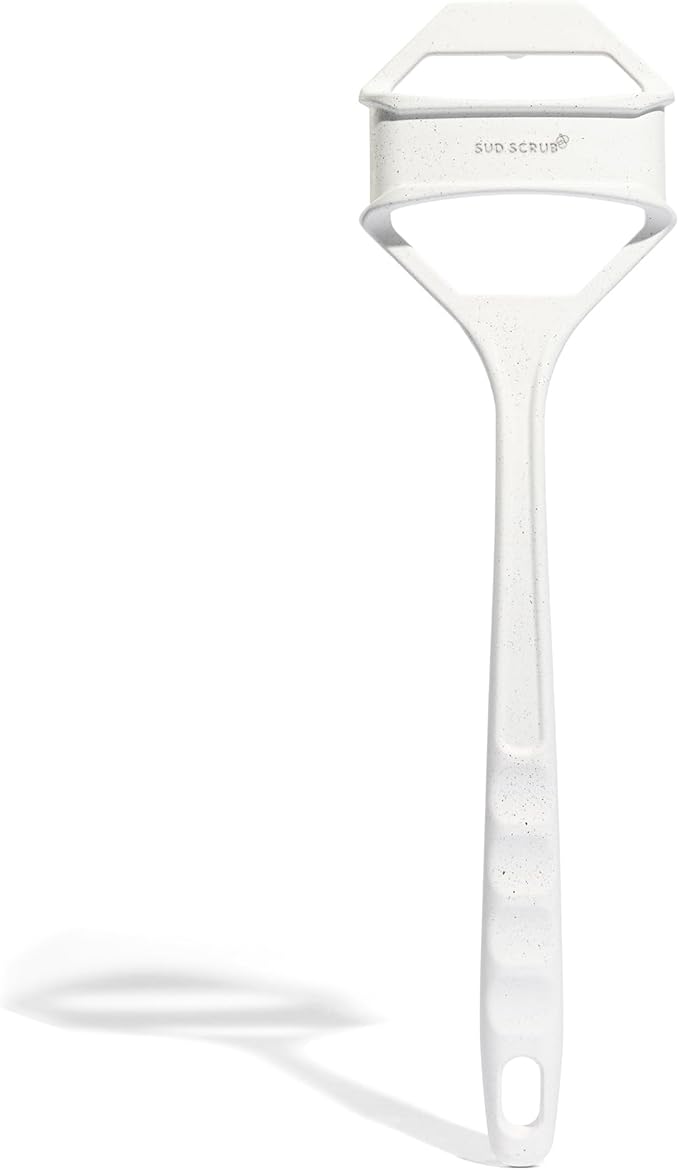 Sud Scrub® Extender Handle, Back Scrubber Attachment for Silicone Body Scrubber, Shower Scrubber for Body, Long Handled Scrub Brush for Shower, Back Brush for Shower (Speckled White)