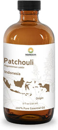 Dark Patchouli Essential Oil - Direct from Java Indonesia Natural Repellent Aceite de Pachulí - Aromatherapy and Premium Therapeutic Grade - Ideal for Body & Candle-Making (8oz)