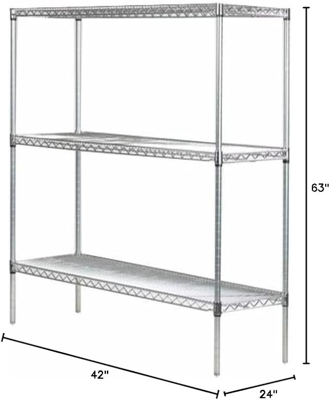 Omega 24" Deep x 42" Wide x 63" High 3 Tier Chrome Starter Shelving Unit