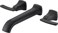 Tub Filler Wall Mount Tub Faucet Black High Flow Long Spout Reach Roman Bathtub Faucets with 2 Handles
