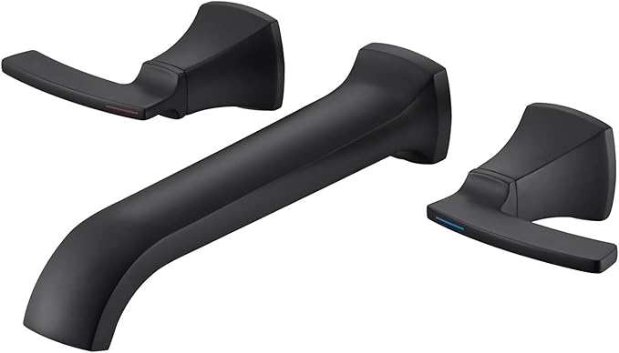 Tub Filler Wall Mount Tub Faucet Black High Flow Long Spout Reach Roman Bathtub Faucets with 2 Handles