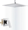 POP SANITARYWARE Single Function Shower Trim Kit with Rough-in Valve, Bathroom Rain Shower Set Bath Rainfall Shower Faucet System with Square Stainless Steel Metal Showerhead, Polished Chrome