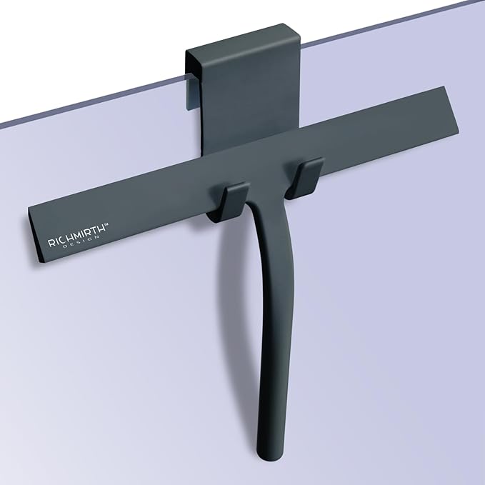 Shower Squeegee for Glass Doors, RICHMIRTH 11" Inch Width Silicone Rubber Blade Squeegee Window Cleaner Tool Squeegee for Shower Glass Doors Bathroom Mirror Car Window Tile - Gray