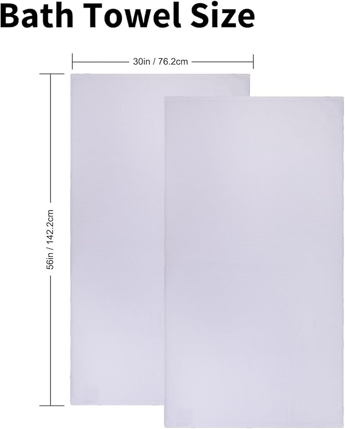 Everplush Diamond Collection Oversized Bath Towel – 2 Pieces, Super Soft & Highly Absorbent, Quick-Drying & Extra Large Perfect for Bathroom, Pool, Swimming Use(White, 30" x 56" 2PK)