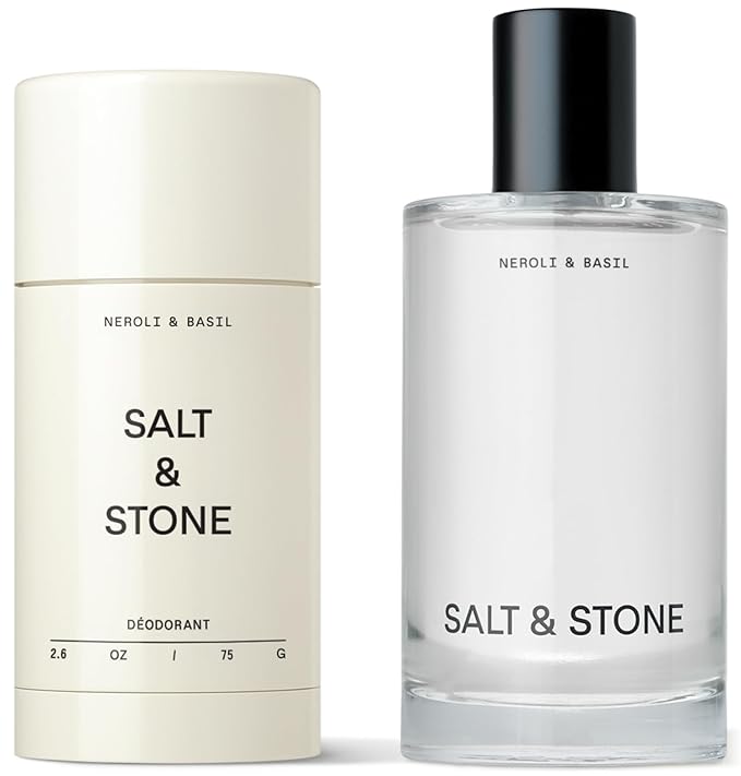Salt & Stone Signature Scent Duo Set | 48 Hour Aluminum-Free Deodorant & Hydrating Body Mist | Skincare-Infused Deodorant & Body Spray | Neroli & Basil