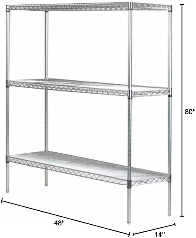 Omega 14" Deep x 48" Wide x 80" High 3 Tier Gray Starter Shelving Unit