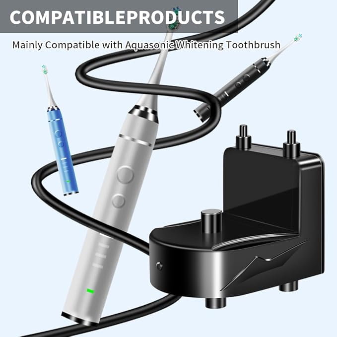 Charger Base for AquaSonic Electric Toothbrush, Wall-Mounted Waterproof Charger for AquaSonic Black/Vibe Series with Fast Charging & Universal Voltage - Easy Installation, Travel-Ready