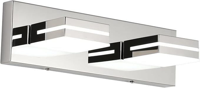 SineRise LED Modern Bathroom Vanity Light Fixtures (2-Light, 15.5-Inch, Dimmable), Chrome Modern Acrylic Bathroom Wall Lighting Fixtures Over Mirror (Cool White 6000K)