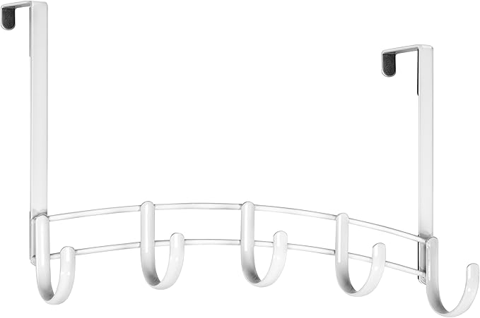 LYNK Professional® Home™ Over Door Hooks Rack - 5 Hook Over Door Hanger - Over Door Towel Rack - Hanging Towels or Clothes - for Bathroom, Bedroom or Laundry Room – Lifetime Ltd. Warranty - White