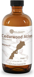 Cedarwood Atlas Essential Oil - Direct from Morocco Forests - Steam Distilled - Cedro del Atlas for Aromatherapy, Massage, Diffuser, DIY Candle and Soap Making - 8oz
