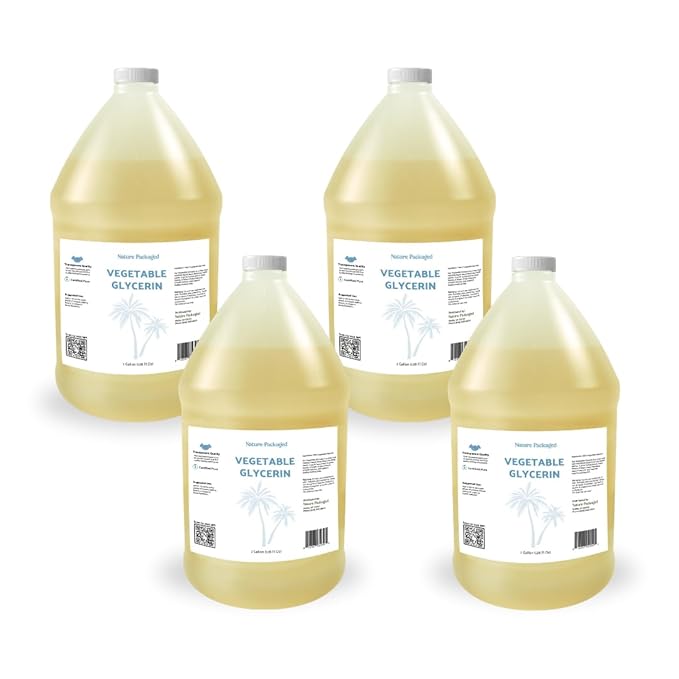 Vegetable Glycerin Oil - 100% Pure Plant Based Glycerol for DIY Skincare, Hair Care, Soap Making & Cosmetics - Vegan Moisturizing Humectant for Lotions & Creams - USP Grade 4 Gallon