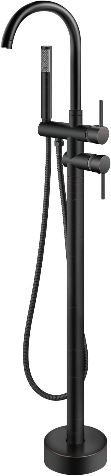 Aolemi Floor Mount Bathtub Faucet Freestanding Tub Filler Standing High Flow Shower Faucets Shower Mixer Taps, Swivel Gooseneck Spout with Cylinder Handheld Oil Rubbed Bronze