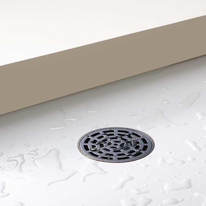 RANDOM Round Shower Drain SUS304 Stainless Steel Oil Rubbed Bronze Shower Drain 4 inch with Adjustable PVC Base Flange,Shower Floor Drain with Removable Cover Grid Grate