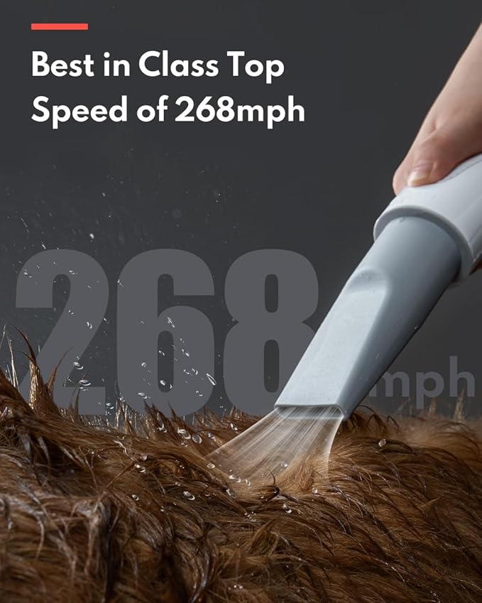 HomeRunPet Dog Dryer, Pet Hair Dryer with 99 Adjustable Wind Speed and Temperature Control, 3 Different Nozzles, Quiet Dog Blow Dryer, Professional Pet Hair Drying for Dogs