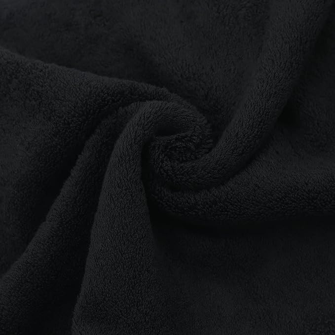 Luxury Hotel & Spa Quality Collection Highly Absorbent, 100% Turkish Cotton 700 GSM, Eco Friendly Towel, for Bathroom, Gymand Kitchen Dobby Border Soft Towel Set (Black, Wash Cloths - Set of 12)