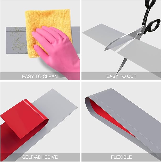 Duzzy Flexible Baseboard Molding Trim, 5 Inch(W) x 60 Feet(L) Peel and Stick Rubber Wall Trim Molding, Self-Adhesive Vinyl Wall Base Cove Base (Grey)