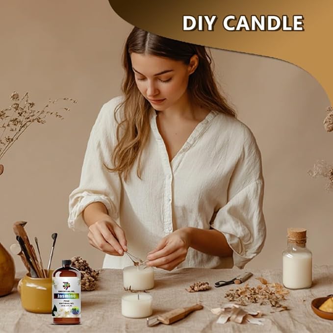 Jasmine Essential Oil (16 oz / 480 ml) – Jasmine Oils for diffusers, humidifiers, Home Baths, Cleaning Products, Yoga, DIY Soaps and DIY Scented Candles