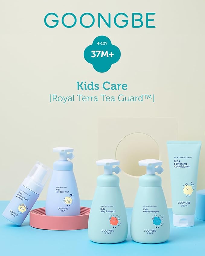 GOONGBE Kids' Bath Time Set - Korean Silky Shampoo & Mild Body Wash - Complete Hair & Body Care for Sensitive Skin - Low pH, Silicone-Free Formula - Allergen Free Scent, 10.1 fl.oz each