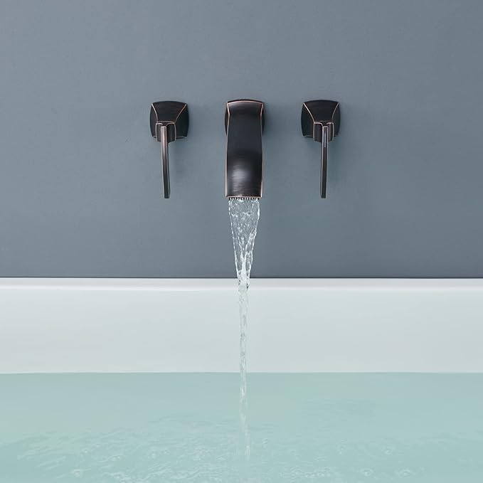 Wall Mount Bathtub Faucet Roman Tub Filler High Flow Long Spout Reach Oil-Rubbed Bronze Tub Faucets with 2 Handles