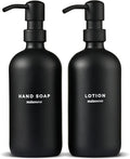 MaisoNovo Soap Dispenser 2-Piece Set | 16.9oz Black Bottles with Black Stainless Steel Pumps