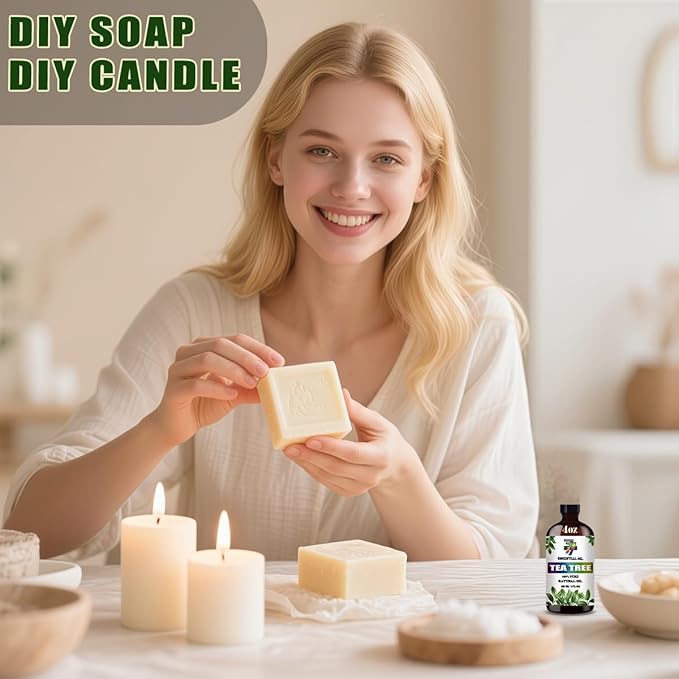 Tea Tree Essential Oil (4 oz/120 ml) — Tea Tree Oils for Aromatherapy, diffusers, humidifiers, Home fragrances, DIY Skincare, soap Making, DIY Candle, Relaxation, Yoga, and Meditation