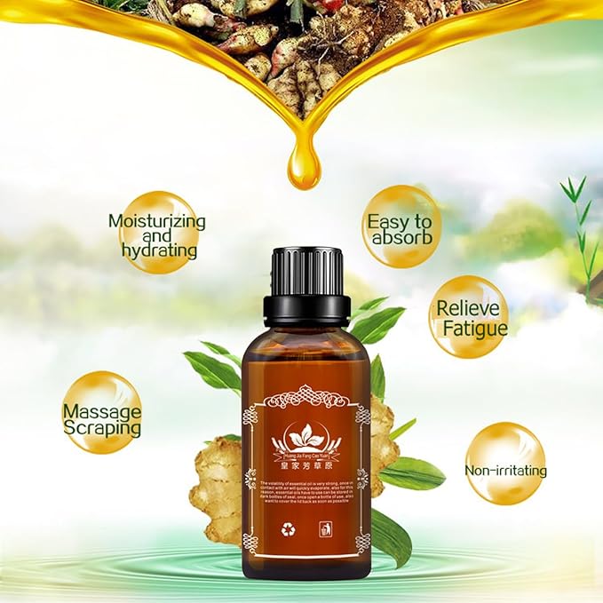 2 PCS Ginger Oil,Ginger Massage Oil for Lymphatic Drainage,Lymphatic Drainage Drops,Natural Ginger Oil for Skin(30ML/Bottle)