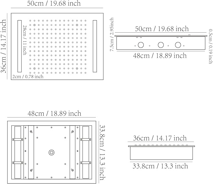 Digital Display Shower System Brushed Nickel Shower Faucet Set with 14X20 inch Ceiling Mounted Shower Head and 8 inch Wall Mounted Shower Head Combo, Handheld Shower