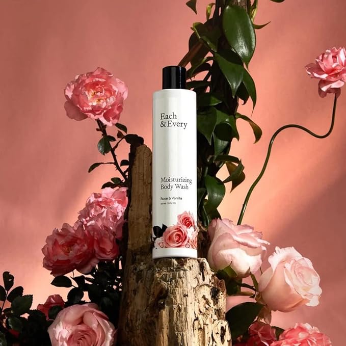 Each & Every Sensitive Skin Body Wash for Women & Men - Rose & Vanilla - Moisturizing All Natural Body Wash & Shower Gel in Recyclable Packaging - Paraben, Sulfate & Cruelty-Free (10 Fl Oz)