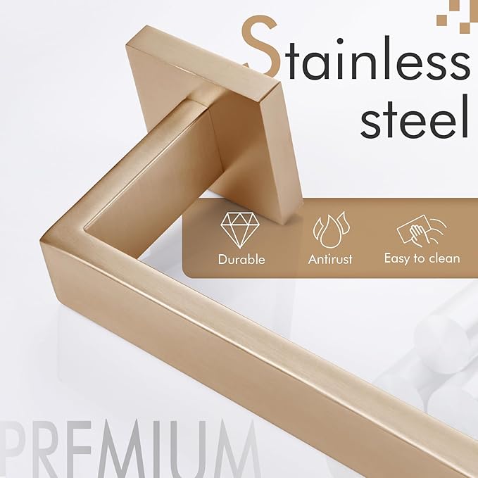 KOKOSIRI 20-Inch Towel Holder for Bathroom Kitchen Towel Bars Wall Mount SUS304 Stainless Steel Towel Rack, Champagne Bronze B4003CPG-L20