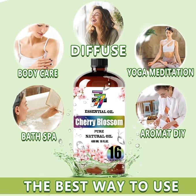 Cherry Blossom Essential Oil (16 oz / 480 ml) – Cherry Blossom Oils for diffusers, humidifiers, Home Baths, Cleaning Products, Yoga, DIY Soaps and DIY Scented Candles