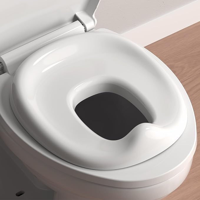 R&T Potty Training Seat for Boys and Girls, Fits Elongated Toilets, Anti-Slip Rubber and Splash Guard, Easy for Toddler Potty Training, Easy to Stow