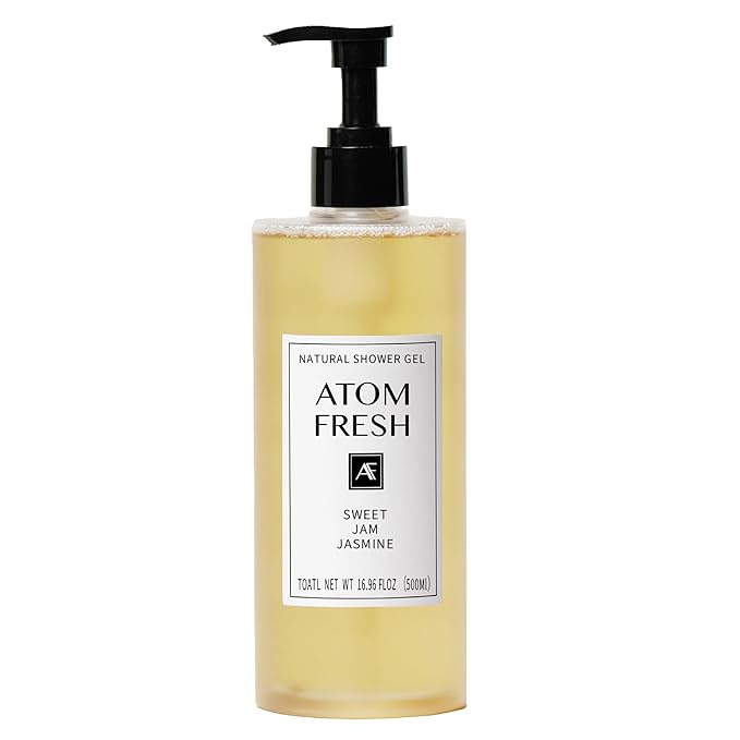 Atom Fresh Fine Fragrance Body Wash – Sweet Jam Jasmine Scent | Gentle Amino-Acid Cleanser with Oat, Soapberry & Vitamin E | Plant-Based & Sulfate-Free, 16.94 fl oz