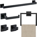 5 Piece Bathroom Towel Bar Set - SUS304 Stainless Steel Bath Towel Holder, 15.7 Inch Towel Racks for Bathroom Wall Mounted, Bathroom Hardware Accessories Set - Matte Black