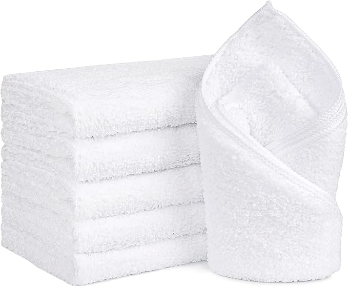 Orighty 6-Pack White Hand Towels - Quick Drying & Absorbent Microfiber Gym Towels 16x28 inches - Lightweight & Thin White Yoga Towel - Multi-Purpose Camping Towel for SPA, Hotel & Bathroom