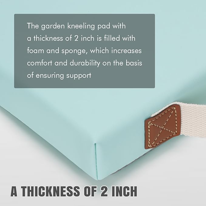 HappyPicnic Waterproof Kneeling Pad for Garden or Bath, 2 inch Thick Soft Foam Kneeler Mat for Gardeners Knee Support or Bathtub Bathing Baby with Handle and Removable Cover-Green