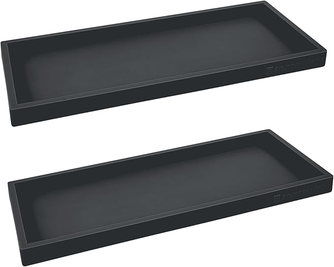 Countertop and Vanity Tray - 2 PC Large 11.7" Silicone Bathroom Trays, Counter Organizer, Dish Soap Sponge Holder Kitchen Sink Tray Organizer, Sink Caddy Toothbrush Key Kitchen Soap Trays