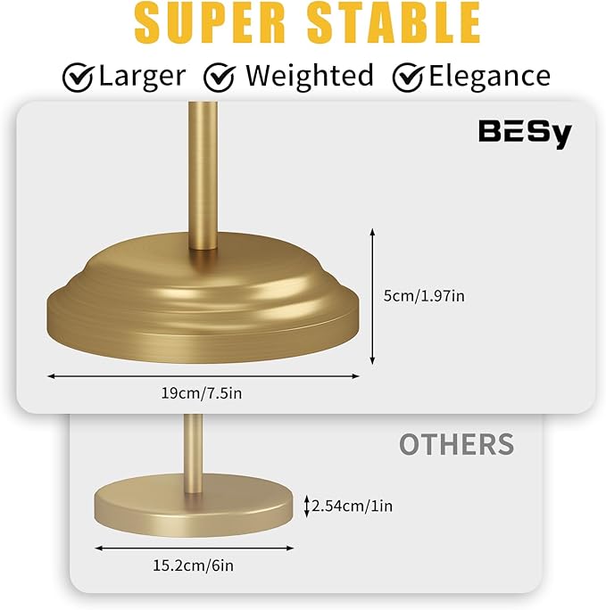 BESy Toilet Paper Holder Free Standing Bathroom Toilet Tissue Holder Stand for Floor Toilet Paper Roll Holder with Storage Hardware Accessories Rack Hand Towel Bar Brushed Gold Stainless Steel